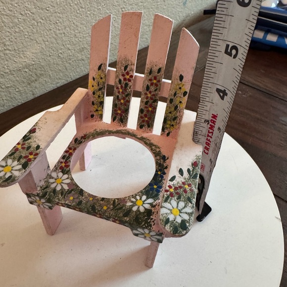 hand-painted wooden Adirondack chair decorative plant stand - Picture 5 of 6